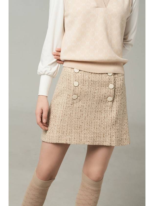 PREMIUM TWEED DOUBLE BUTTON SKIRTBEIGE - AOW - BALAAN 1