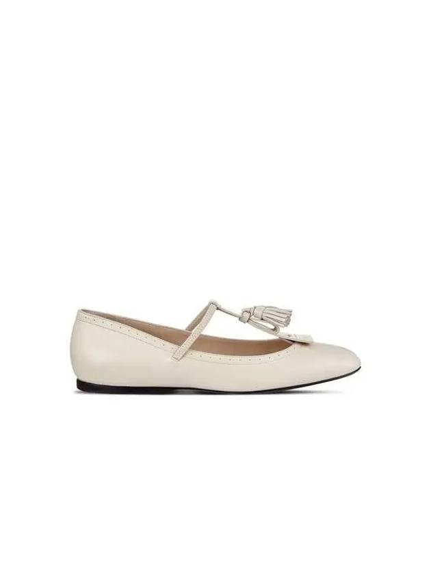 Women s Tassel Leather Flat Shoes Light Beige - GIORGIO ARMANI - BALAAN 1