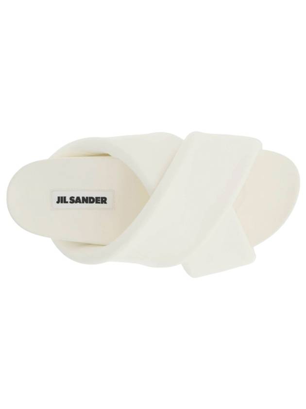 Women's Padded Cross Strap Slippers White - JIL SANDER - BALAAN.