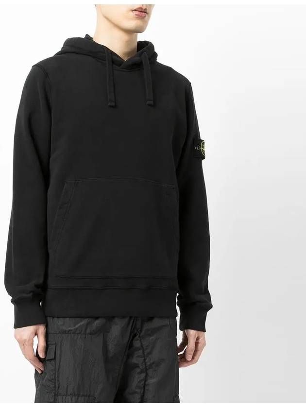 Wappen Patch Brushed Cotton Fleece Hoodie Black - STONE ISLAND - BALAAN 4