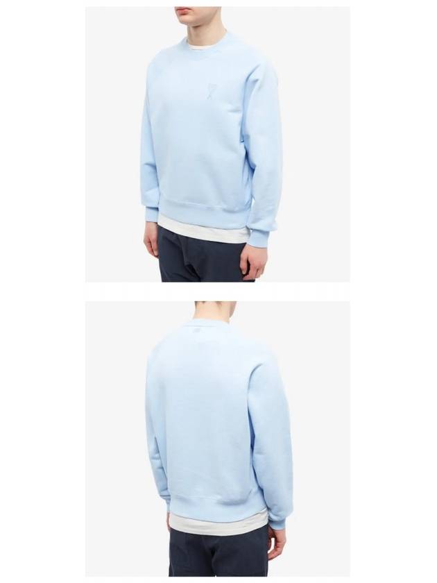 Men's Heart Logo Cotton Sweatshirt Sky Blue - AMI - BALAAN 6