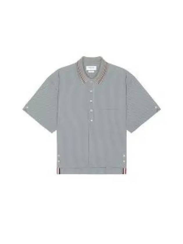 Striped Short Sleeve Shirt Grey - THOM BROWNE - BALAAN 2