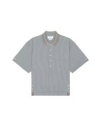 Striped Short Sleeve Shirt Grey - THOM BROWNE - BALAAN 2