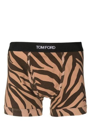 Logo Waistband Zebra Pirint Boxer Briefs Brown - TOM FORD - BALAAN 1