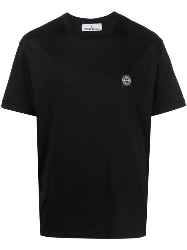 Slimfit Cotton Jersey Short Sleeve T-shirt Black - STONE ISLAND - BALAAN 3