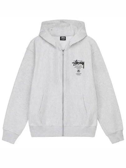 World Tour Zip Up Hoodie Ash Header - STUSSY - BALAAN 2