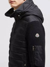 Logo Patch Padded Wool Cardigan Black - MONCLER - BALAAN 5