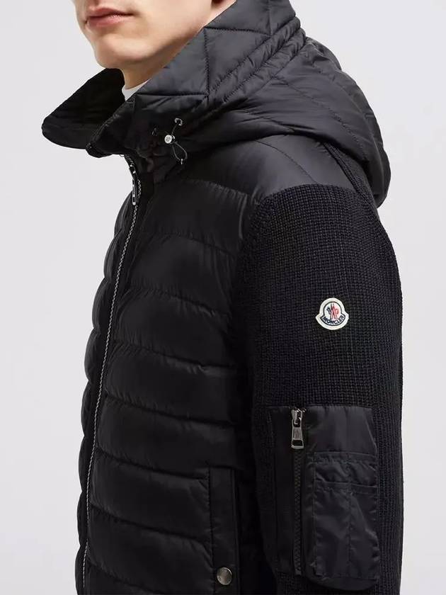 Logo Patch Padded Wool Cardigan Black - MONCLER - BALAAN 5