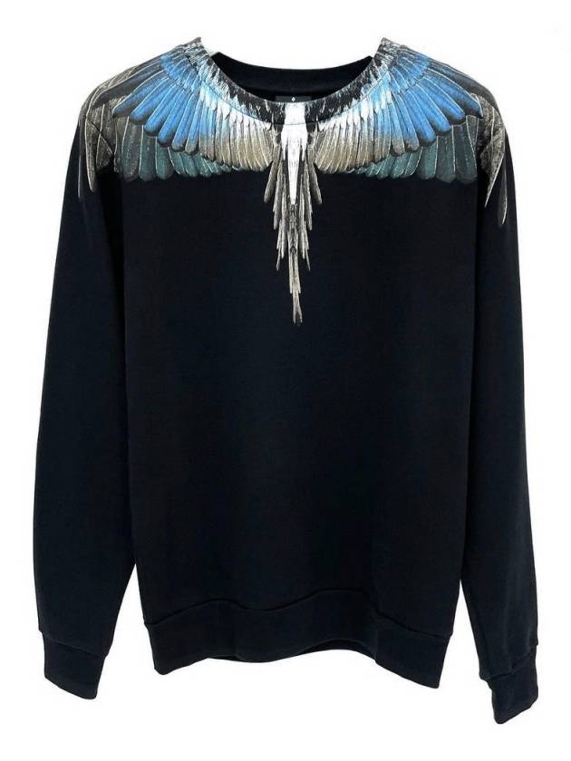 Wings Print Cotton Sweatshirt Black - MARCELO BURLON - BALAAN 2