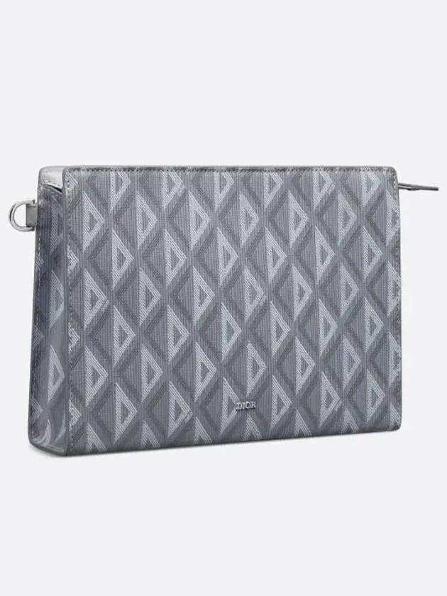 A5 Triangle CD Diamond Canvas Clutch Bag Grey - DIOR - BALAAN 4