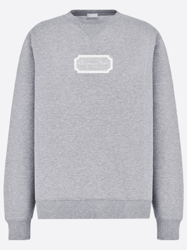 Contrast Couture Embroidery Sweatshirt Grey - DIOR - BALAAN 3