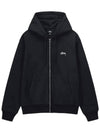 Stock Logo Hooded Zip Up Washed Black - STUSSY - BALAAN 1