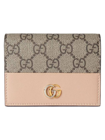 24FW Light Beige Ebony GG Supreme GG Marmont Button Card Case 790055 AADQE 5741 - GUCCI - BALAAN 1