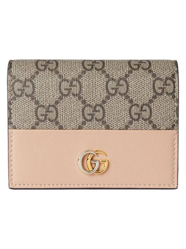 GG Marmont Supreme Button Card Wallet Light Beige Ebony - GUCCI - BALAAN 1