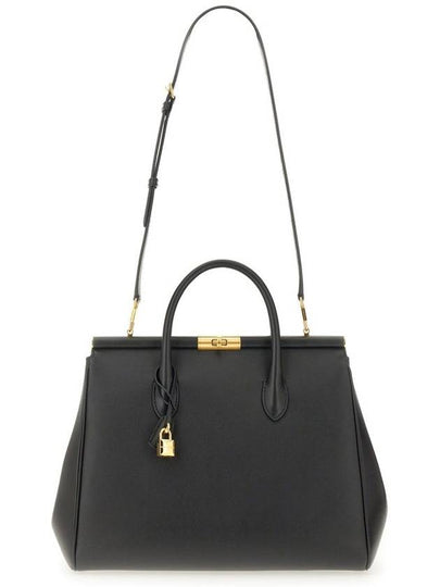 'Marlene' Black Handbag With Padlock Detail And Logo Embossed On The Back In Leather Woman - DOLCE&GABBANA - BALAAN 2