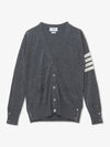 Men's Sustainable Classic Diagonal Wool Cardigan Medium Grey - THOM BROWNE - BALAAN 2