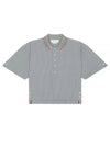 Striped Short Sleeve Shirt Grey - THOM BROWNE - BALAAN 2