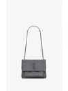 Nikki Baby Crinkled Leather Chain Shoulder Bag Gray - SAINT LAURENT - BALAAN 2