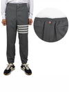 Plain Weave 4-Bar Elastic Waist Track Pants Grey - THOM BROWNE - BALAAN 2