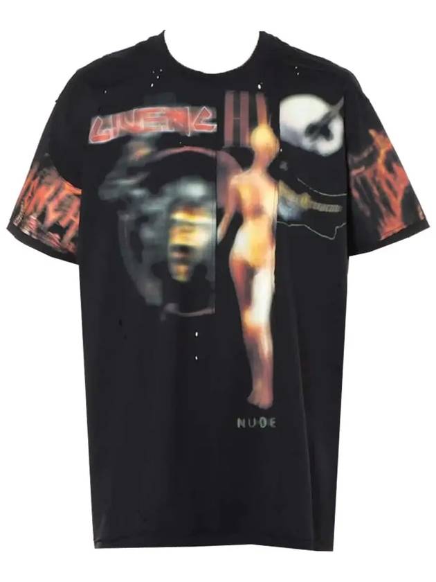 Graphic Print Crew Neck Short Sleeve T-Shirt Black - GIVENCHY - BALAAN 2