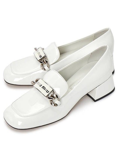 Women's Logo Patent Leather Pumps White - MIU MIU - BALAAN 2