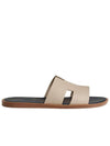 Izmir Leather Slippers Navy Ivory - HERMES - BALAAN 3