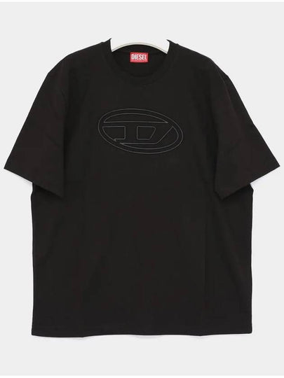 Embossed Oval D Short Sleeve T-Shirt Black - DIESEL - BALAAN 2