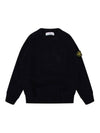 Kids Logo Patch Crewneck Cotton Sweatshirt Navy - STONE ISLAND - BALAAN 1