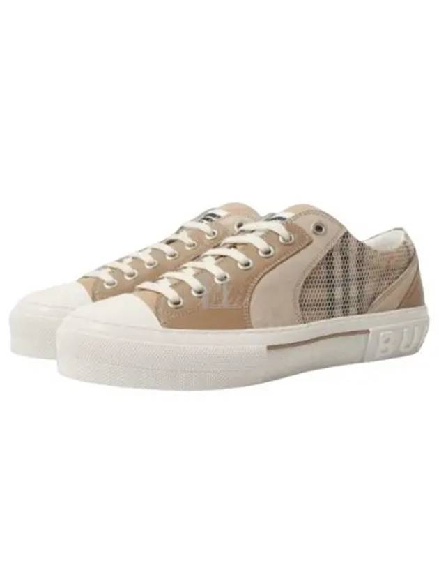 Vintage Check Mesh Leather Suede Low Top Sneakers Beige - BURBERRY - BALAAN 2