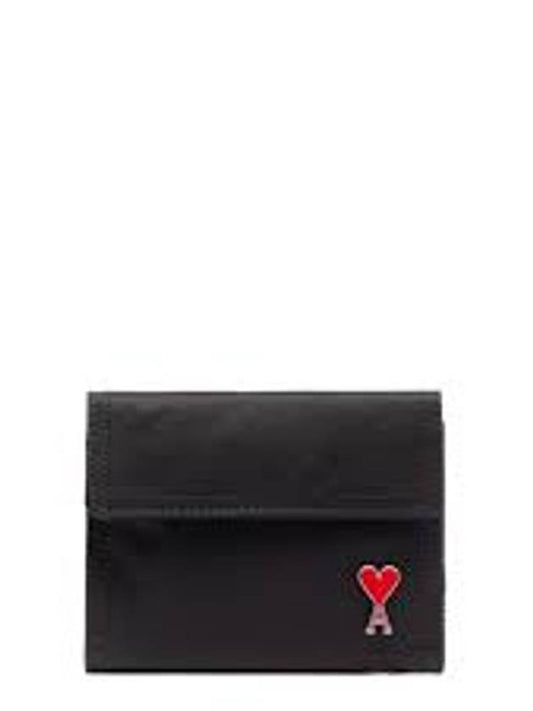 logo strap bi-fold wallet black - AMI - BALAAN 2