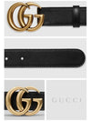 Men's GG Marmont Double G Buckle Gold Hardware Leather Belt Black - GUCCI - BALAAN 3