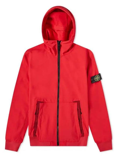 Men's Wappen Patch Softshell Zip Up Hoodie Red - STONE ISLAND - BALAAN 2