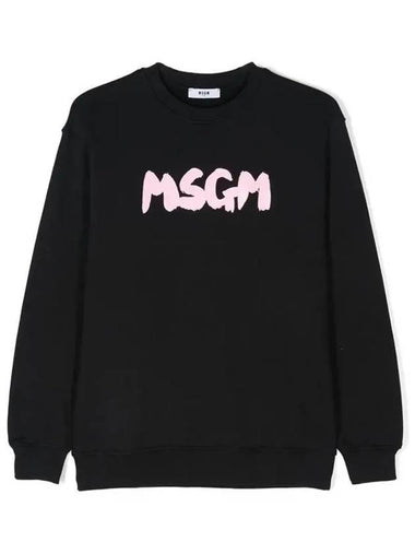 Kids Pink Painting Logo Sweatshirt Black - MSGM - BALAAN 1