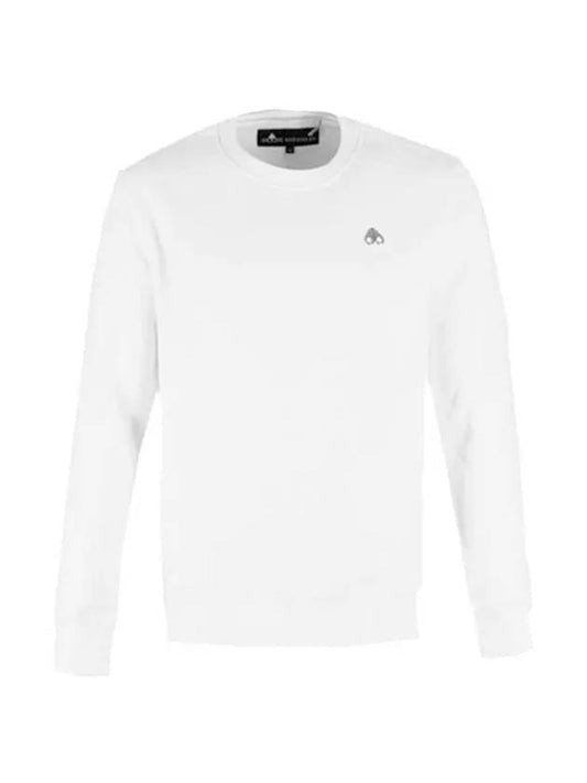 Men's Robinson Silver Logo Brushed Sweatshirt White - MOOSE KNUCKLES - BALAAN.