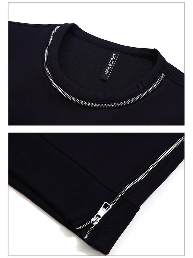 Zipper Round Neoprene Sweatshirt Navy - NEIL BARRETT - BALAAN 6