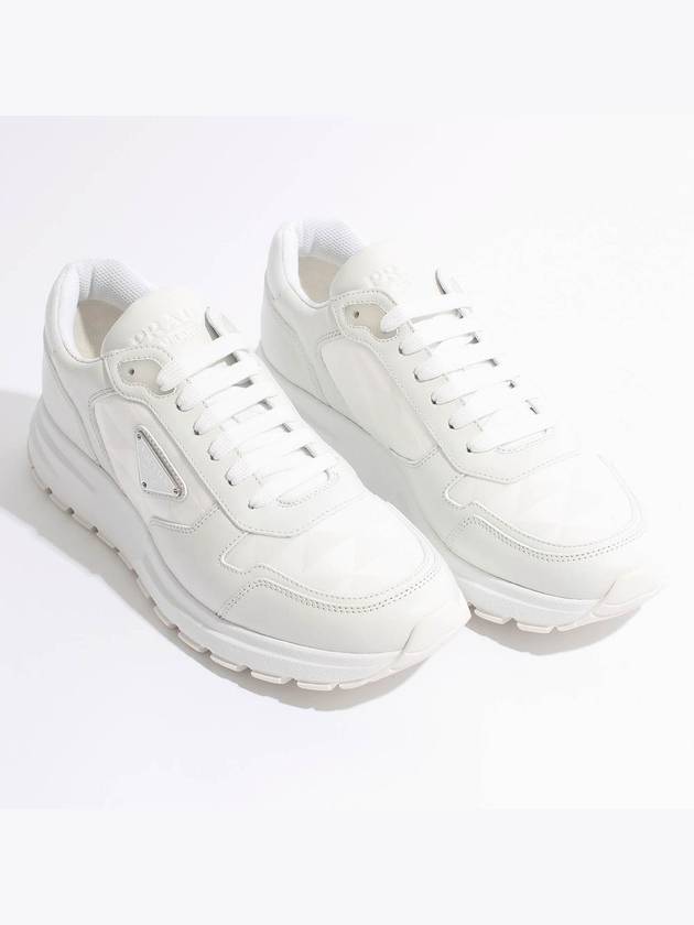 Leather Re-Nylon High Top Sneakers White - PRADA - BALAAN 3