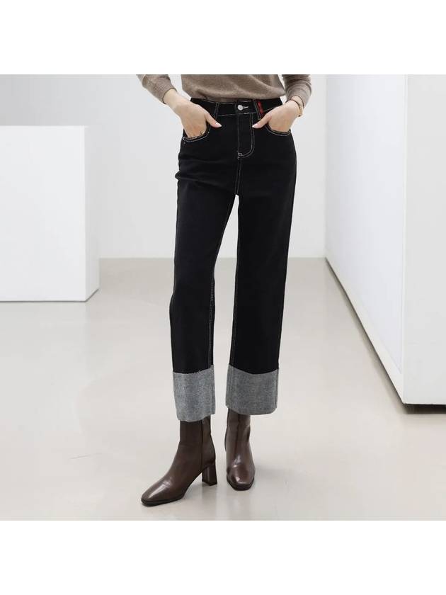 Mylene hidden banding brushed roll up denim pants - MONO AT.D - BALAAN 5