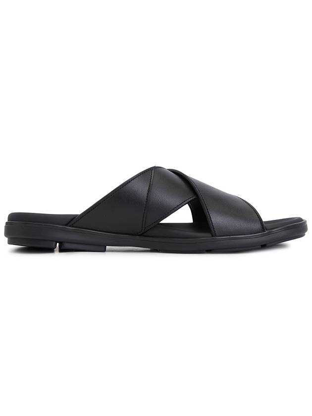 Crisscross Leather Slide Slippers Black - PRADA - BALAAN 5