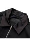 Triangle Logo Wool Shirt Zip Up Jacket Black - PRADA - BALAAN 4