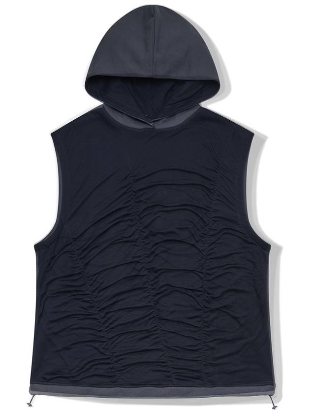 Shirring Sleeveless Hoodie Navy - PHOS333 - BALAAN 1