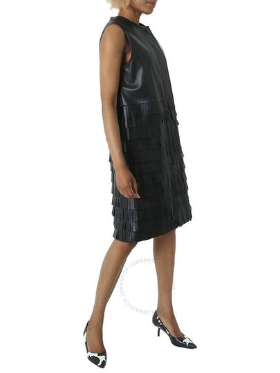 Burberry Ladies Black Leather Fringed Shift Dress, Brand Size 10 (US Size 8) - BURBERRY - BALAAN 2