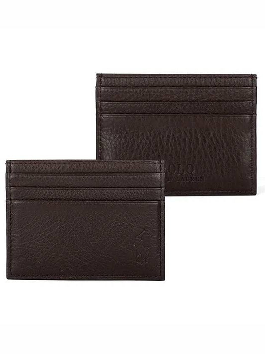 Debossed Leather Card Wallet Brown - POLO RALPH LAUREN - BALAAN 2