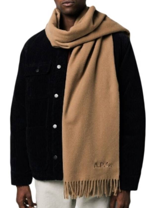 Signature Embroidered Logo Wool Muffler Camel - A.P.C. - BALAAN 2