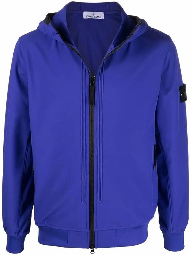 Wappen Patch Soft Shell Hooded Jacket Blue - STONE ISLAND - BALAAN 3