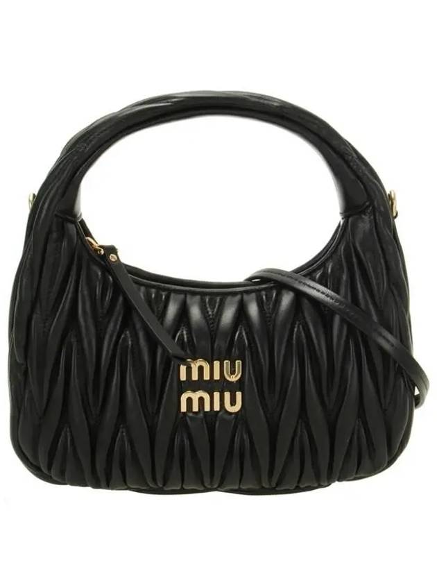 Wander Matelassé Nappa Leather Hobo Tote Bag Black - MIU MIU - BALAAN 1