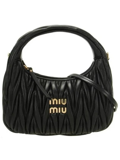 Wander Matelassé Nappa Leather Hobo Tote Bag Black - MIU MIU - BALAAN 2