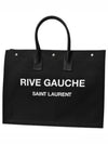 Rive Gauche Logo Linen Leather Tote Bag Black - SAINT LAURENT - BALAAN 2