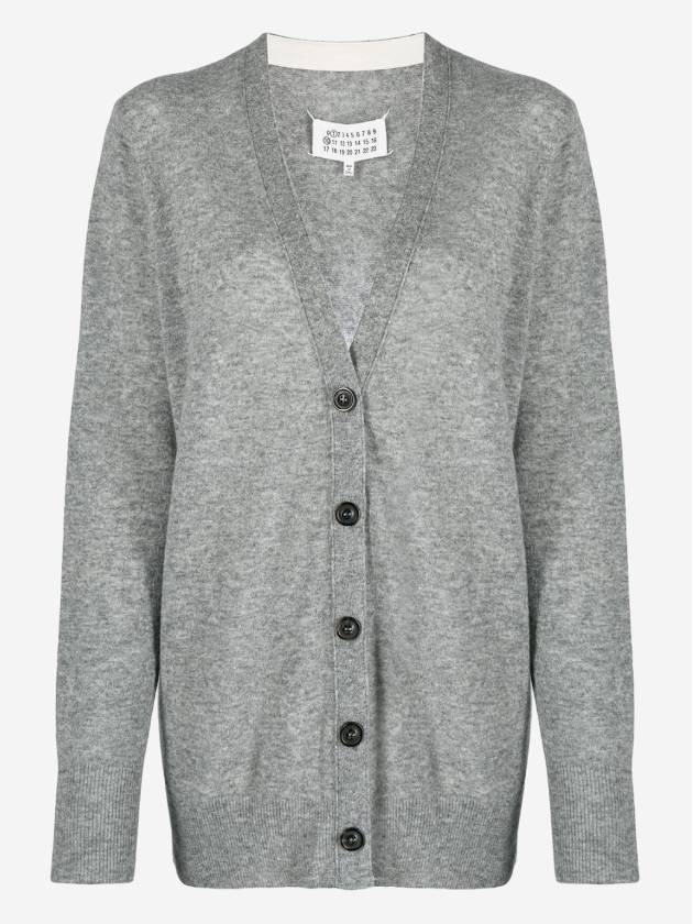 Women's V-neck Knit Wool Cardigan Grey - MAISON MARGIELA - BALAAN 2