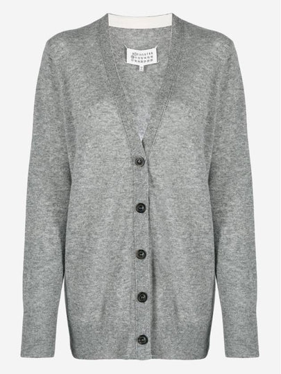 Women's V-neck Knit Wool Cardigan Grey - MAISON MARGIELA - BALAAN 2