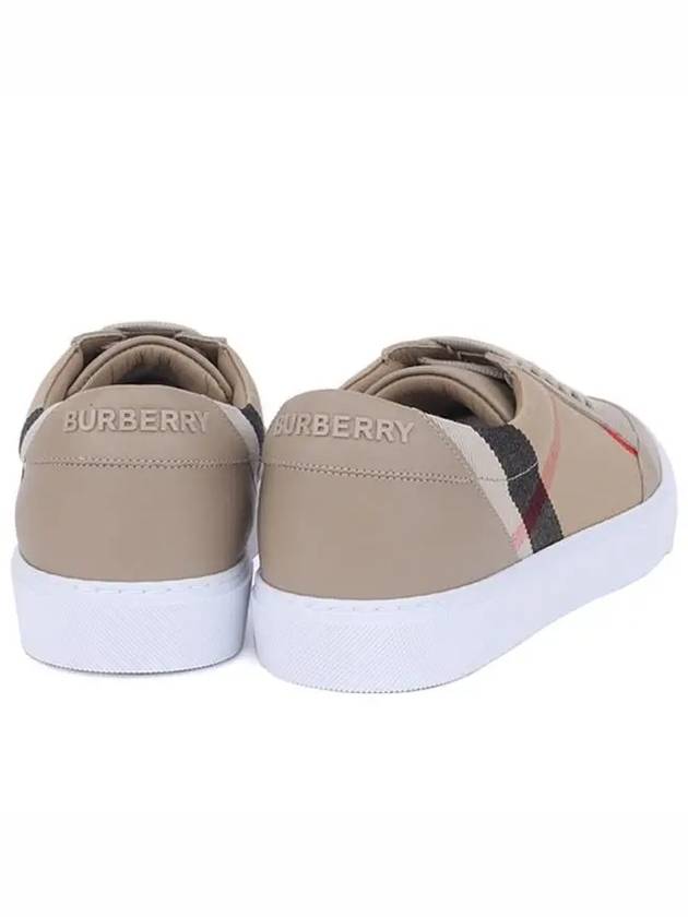 Women's House Check Leather Low Top Sneakers Tan - BURBERRY - BALAAN 4